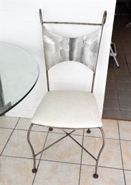 Set of 4 Contemporary Metal Dining Chairs with Upholstered Seats 