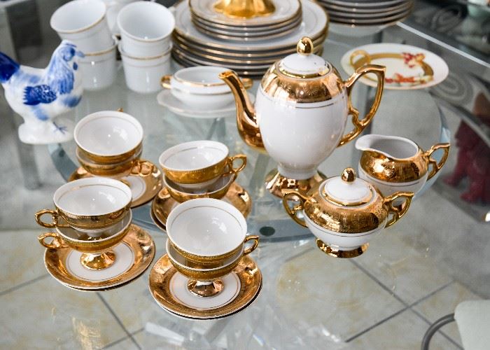Vintage White & Gold Porcelain Tea Set