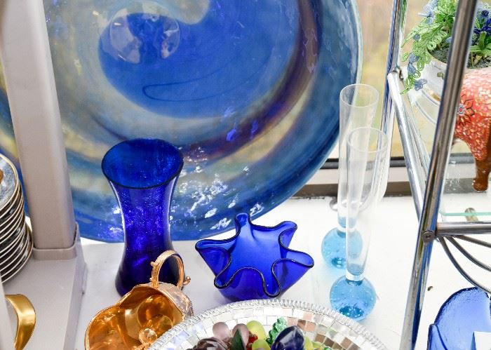 Cobalt & Blue Glass Vases & Bowls