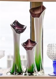 Jack-in-the-Pulpit Art Glass Vases (Set of 3)