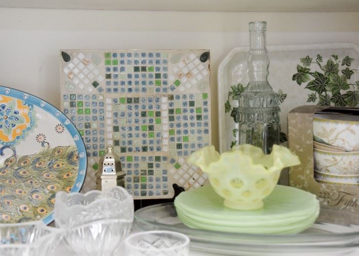 Mosaic Tile Plate, Glassware, Fenton Glass Bowl