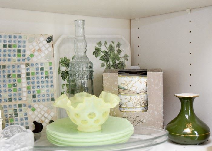 Mosaic Tile Plate, Ivy Plate, Glass Plates, Ceramic Soup Bowls, Fenton Glass Bowl, Etc.