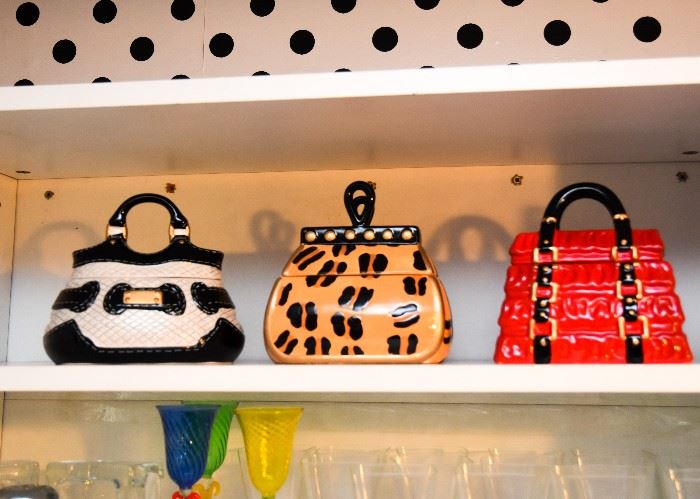 Women's Handbag Covered Jars (Cookie Jars?)