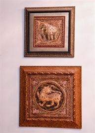 Asian / Thai 3-D Beaded Textile Tapestry Wall Hangings