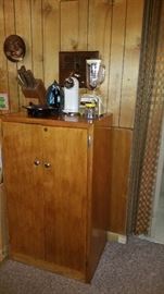 wood cabinett, small appliances