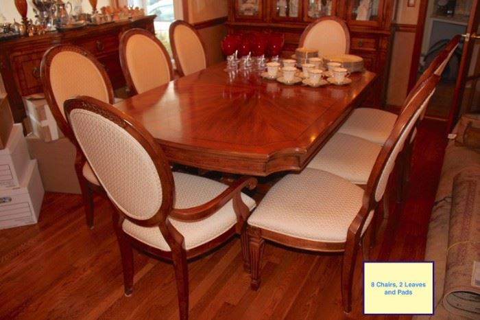 Dining Room with 8 Chairs, 2 Leaves, Server and China Cabinet