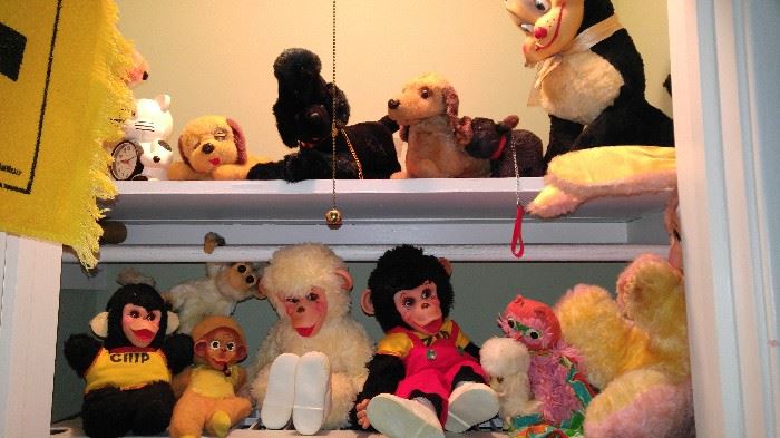 Somebody kept these vintage stuffed animals in great condition Chip the chimp and more