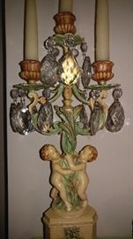 French Cast Iron Candle Holders ( Pair) with Cherubs