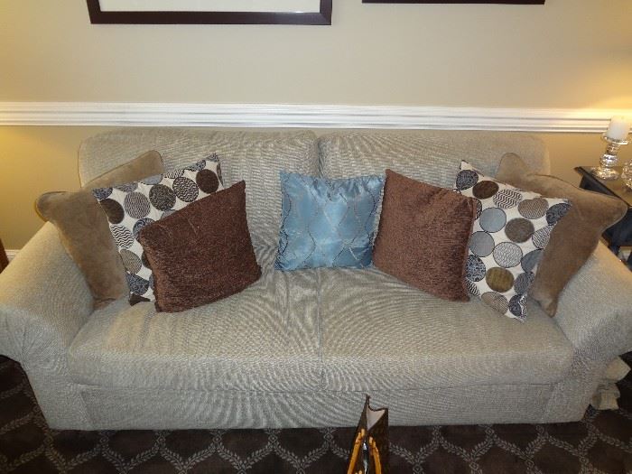 Love-seat & sofa in the Living-room - $500. Includes pillows, in impeccable condition. This is the sofa.