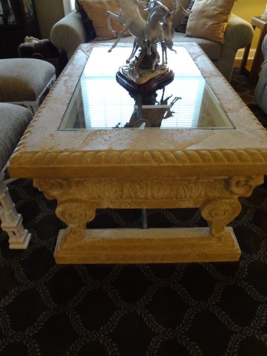 Dining Room Cocktail table - $250.  This is a very solid table, made of stone - in gorgeous condition!