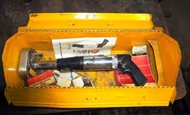 Omark Powder Actuated Driver, Model 330GB, With Drive Pins, Original Book And Metal Toolbox