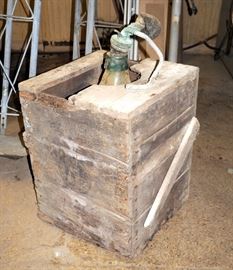 Berada And Page Inc, Vintage Muriatic Acid Bottle In Wood Crate, 111 Lbs, 25"H x 18.5"W x 18.5"D, With Vintage Syphon