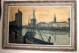 United Nations Framed Matted Print, 40.5"T x 22"W, And Bernard Buffet Framed Art, 28.75"H x 42.75"W