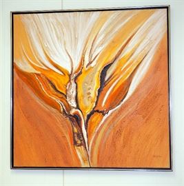 Original Oil On Canvas Framed Art, 37.5"x37.5"