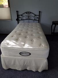 Beauty Rest Twin Mattress and Box Spring. Wrought Iron Headboard. Sold together or separately.