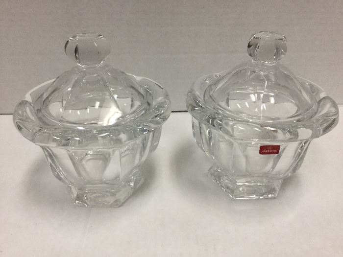 Pair of Baccarat Covered Crystal Candy Bowls 6” x 5”
