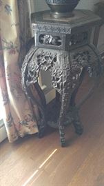 Pair of hand carved Chinese fern stands tables