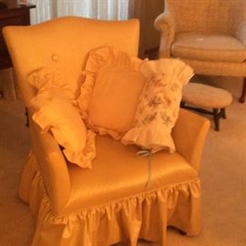 Soft yellow high back chair