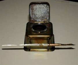 BRASS DESK INKWELL