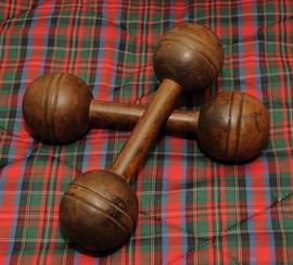 VINTAGE WOOD DUMBBELLS