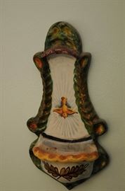 ITALIAN POTTERY HOLY WATER WALL PLAQUE