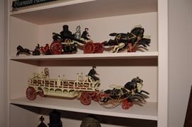 VINTAGE [1950's] LARGE CAST IRON HORSE DRAWN FIRE  ENGINES TOYS