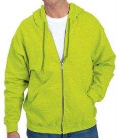 
Adult, Extra, Extra Large, Safety Green, Full Zip Hooded Sweatshirt