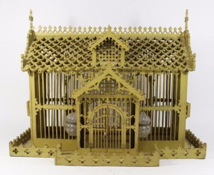Lot 8: Early 20th Century Wooden Bird Cage
