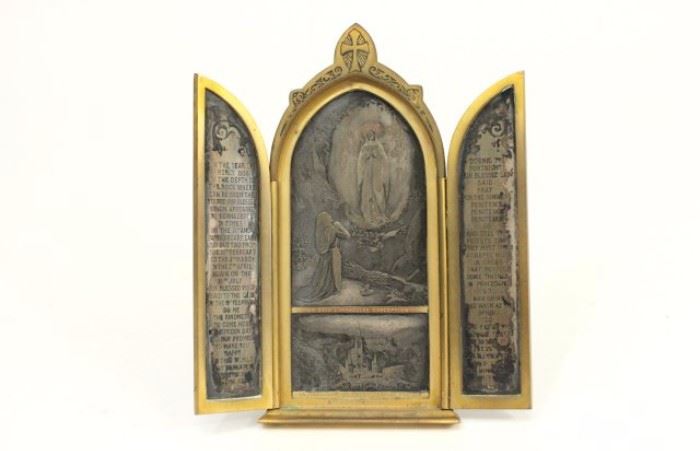 Lot 26: 19th Century Bronze & Possibly Silver Triptych