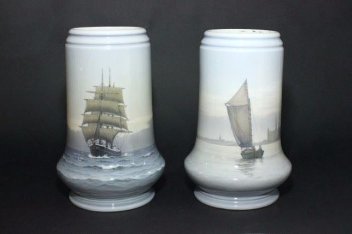 Lot 332: Pair Royal Copenhagen Porcelain Vases