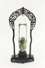 Lot 587: Chinese Jade Vase with Stand