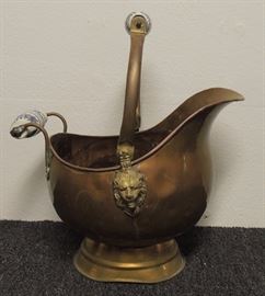 Vintage Copper Bucket with Porcelain Handles