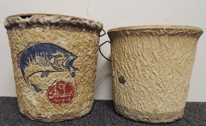 Vintage Pearl Beer Minnow Fishing Paper Buckets