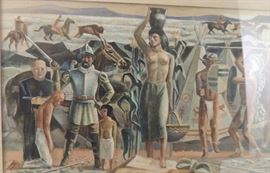 Julius Woeltz Original Watercolor on Paper - Early America - Unsigned