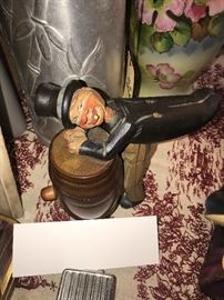 Vintage Anri Italy Hand Carved Drunkard With Top Hat And Tail Musical Humidor