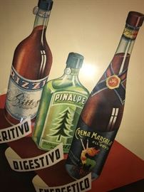 Vintage 1952 Rizzi Padova framed Italian Liquor poster with COA