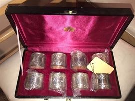 Silver Plated Napkin Ring Set In Case