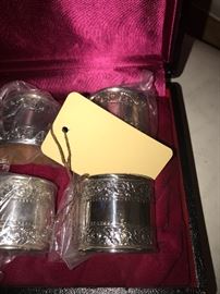 Silver Plated Napkin Ring Set In Case