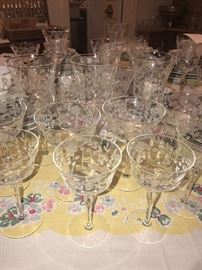 Etched Crystal Glassware Set ~ 23 Pieces
