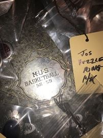 Vintage Memphis University School Basketball Award Tray 1958-59 Silver On Copper 