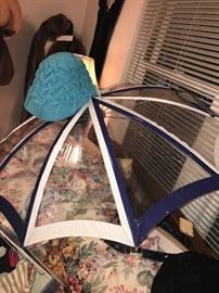 Vintage Blue And White Vinyl Umbrella