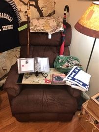 Brown Upholster Reclining Chairs ~ Two Available