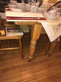 Antique Pine Drop Leaf Table With Four Chairs