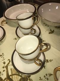 Vintage Lenox TAYLOR Gold, Black And Cream Dinner Ware Set ~ 33 Pieces