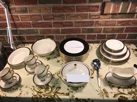 Vintage Lenox TAYLOR Gold, Black And Cream Dinner Ware Set ~ 33 Pieces