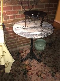 Marble And Cast Iron Cafe Table ~ McCoy Jardeniere