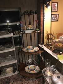 Metal And Wicker Folding Corner Shelf