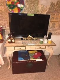 Distressed Library Table ~ Vintage Trunk With iron Lock Plate