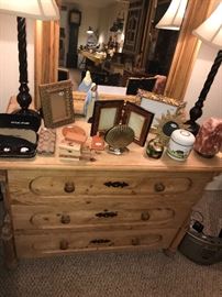 Bleached Pine Three Drawer Chest With Carvings