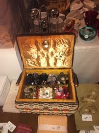 Sewing Basket With Buttons